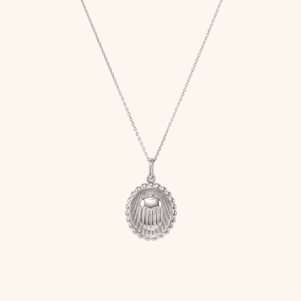 ISO: Sterling Silver Resilience Scarab Coin Pendant Necklace
